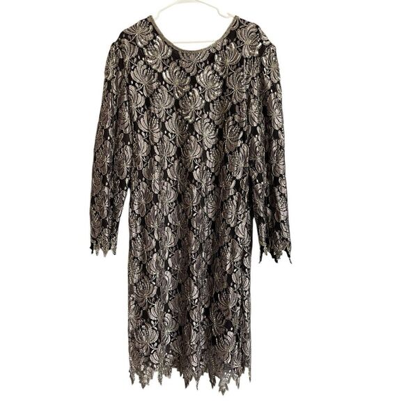 Vintage Carina Dress Size 2X Black Sequin Beaded Silk Handkerchief Overlay Hem‎ - Picture 1 of 16
